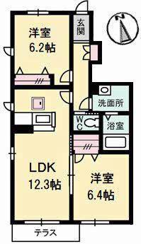 シャーメゾンAYA I番館(2LDK/1階)の間取り写真