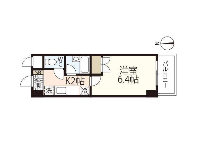 サンパレス横川(1K/2階)の間取り写真