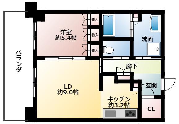 ジオ高槻ミューズレジス(1LDK/4階)の間取り写真