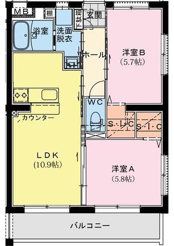 日ノ出町YMマンション(2LDK/4階)の間取り写真