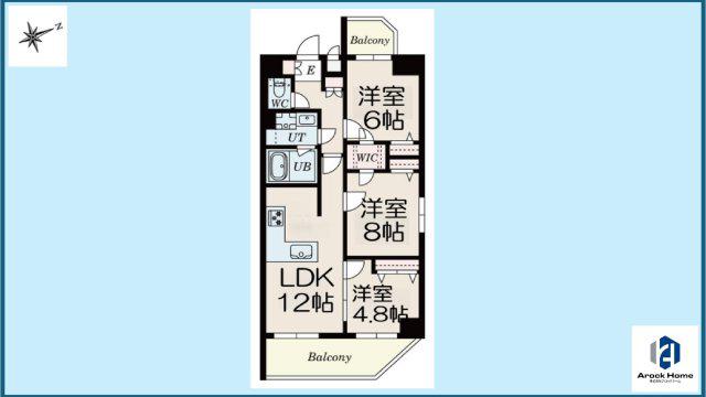 S-RESIDENCE神沢AFFORD(3LDK/8階)の間取り写真