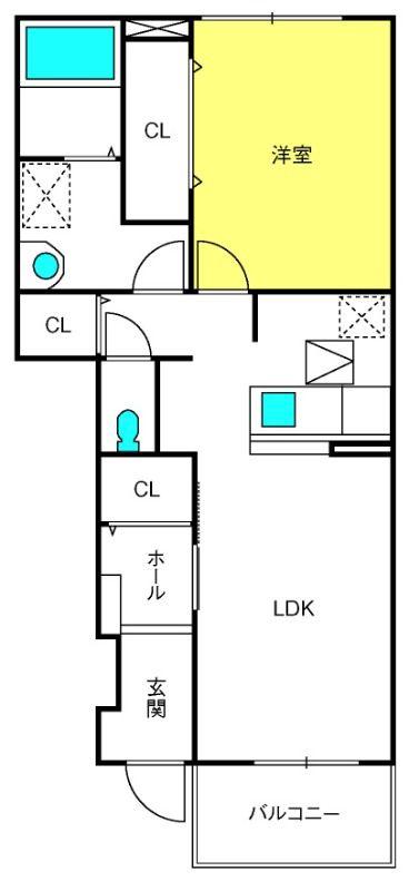 ベル・アンジュ(1LDK/1階)の間取り写真