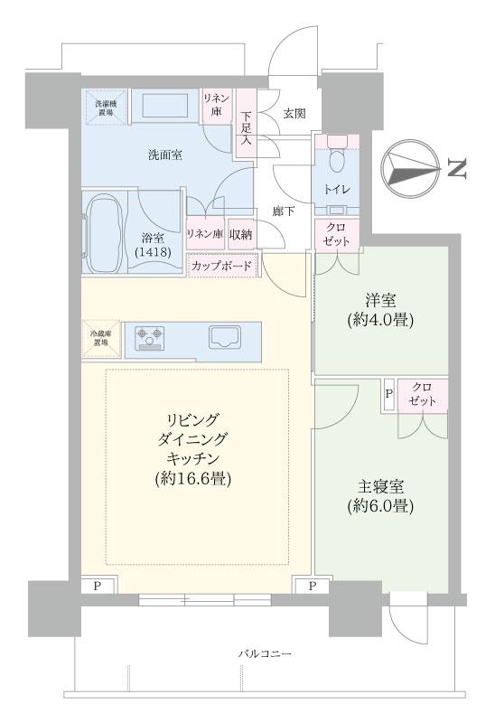 パークシティ中野ザタワー エアーズ(2LDK/15階)の間取り写真