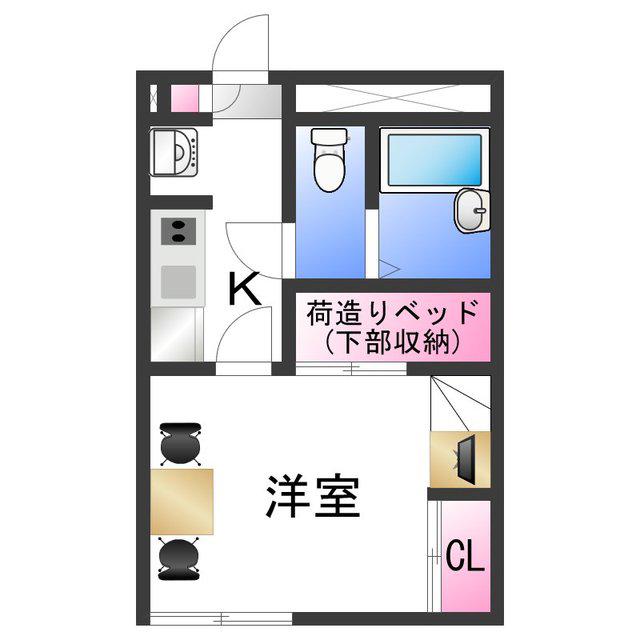 レオパレス北新博労町(1K/2階)の間取り写真