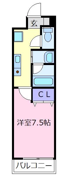 チエロマレ天美東(1K/7階)の間取り写真