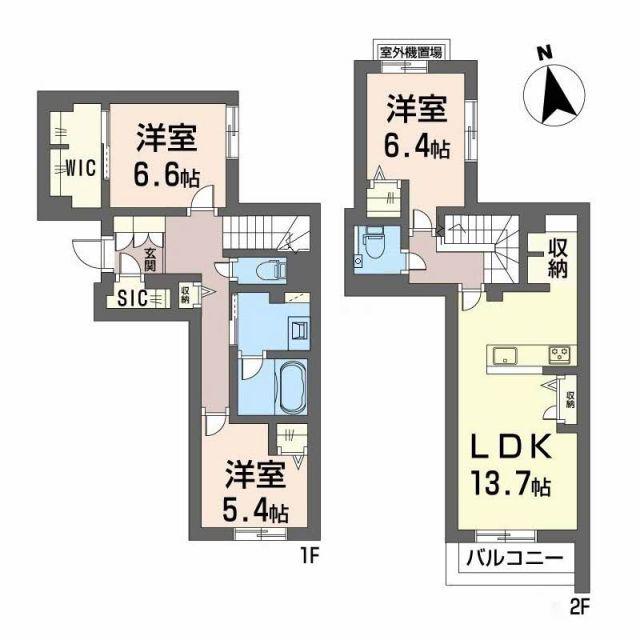 シャトル牛田旭(3LDK/1階)の間取り写真
