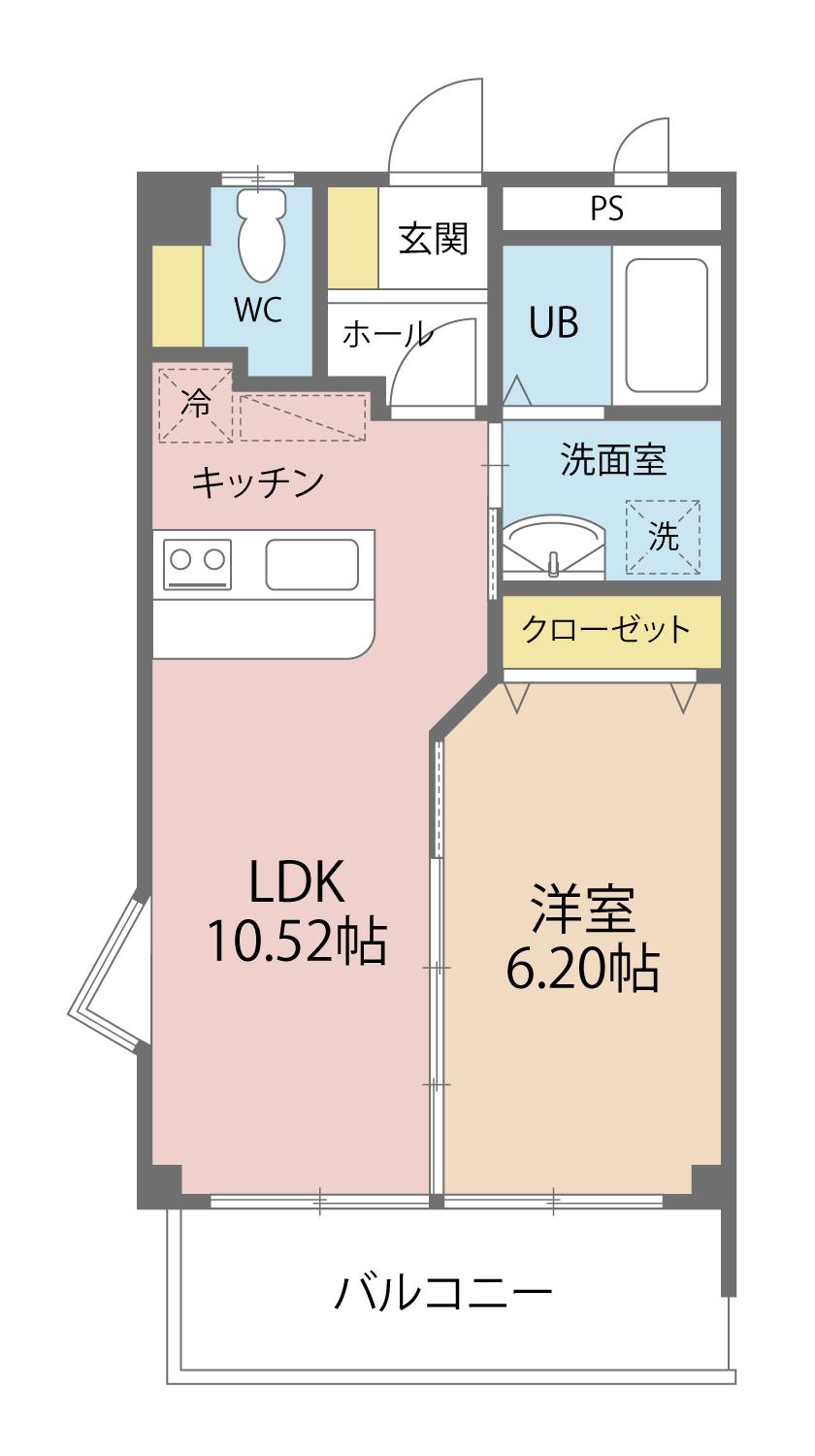 グランドジョワ パレス・S(1LDK/2階)の間取り写真