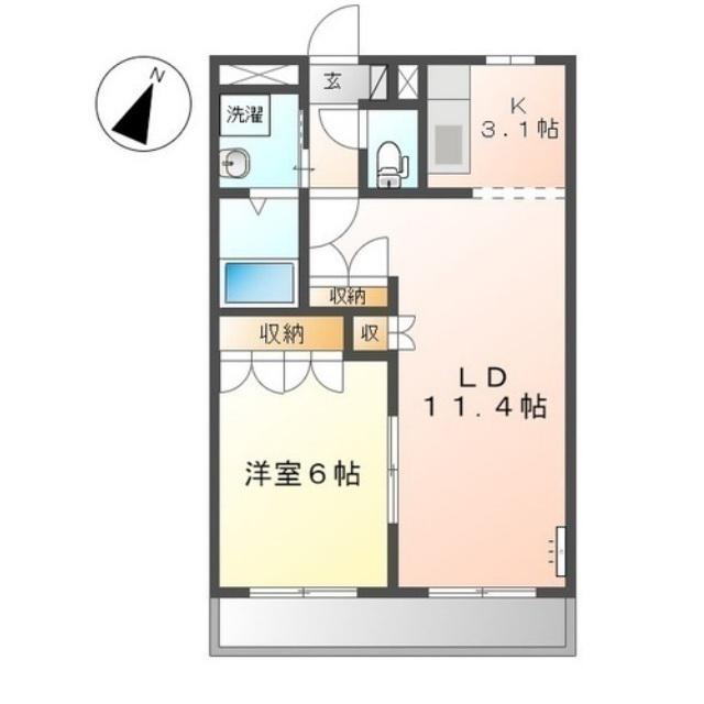 サン・フローラ(1LDK/1階)の間取り写真