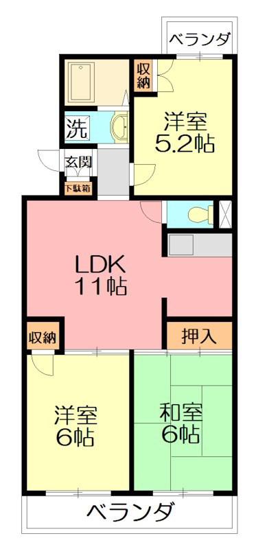 グレイスコート(3LDK/3階)の間取り写真