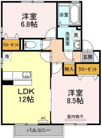 ファミール南昭和(2LDK/2階)の間取り写真