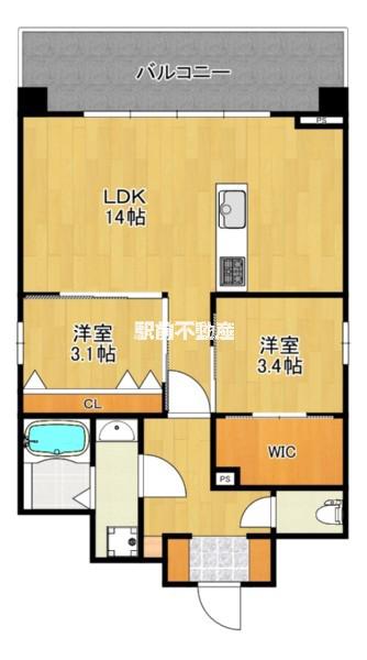 MODERN ASPIRATION 箱崎(2LDK/2階)の間取り写真
