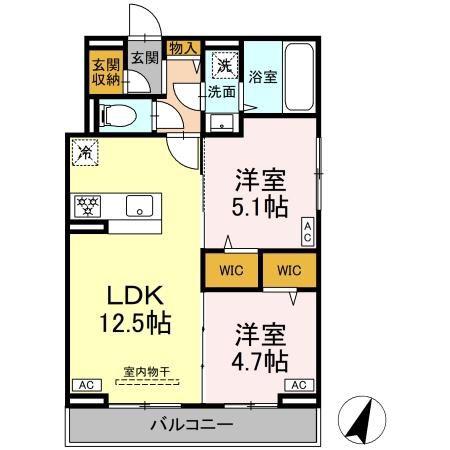 D-ROOM末広I B(2LDK/2階)の間取り写真