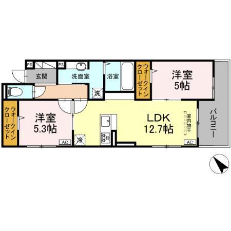 ビエント新横浜(2LDK/2階)の間取り写真