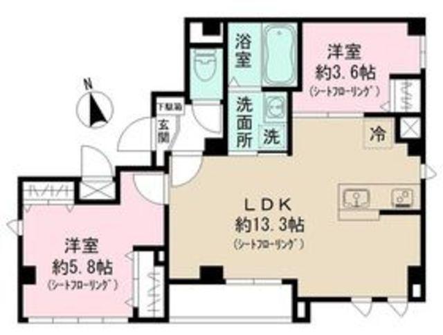 グラン ルーブル 上野(2LDK/2階)の間取り写真