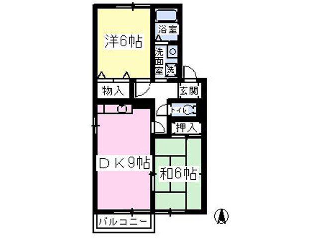サニーテラスII(2DK/2階)の間取り写真