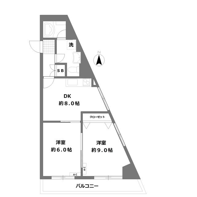 パーク池尻(2DK/3階)の間取り写真