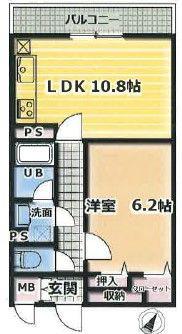 クオリアガーデン千人町(1LDK/2階)の間取り写真