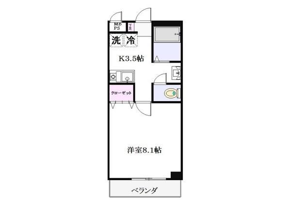 松丸ハイツ(1K/4階)の間取り写真
