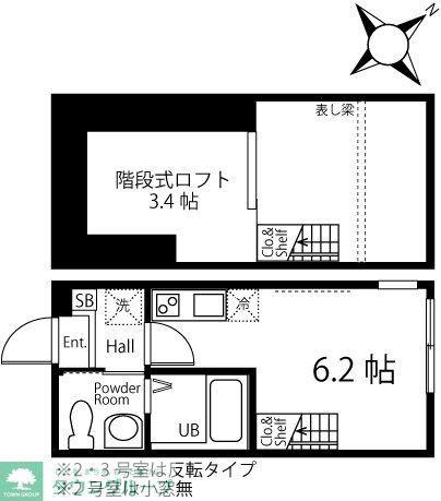 ハーミットクラブハウスALESIA長津田(ワンルーム/2階)の間取り写真