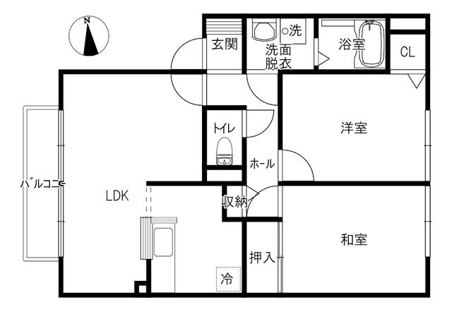 サンビレッジ泉 A棟(2LDK/1階)の間取り写真