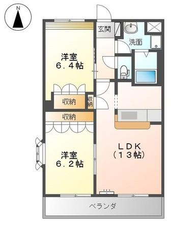 グラシアス(2LDK/2階)の間取り写真