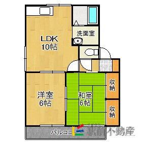 ロイヤルハイツC棟(2LDK/2階)の間取り写真