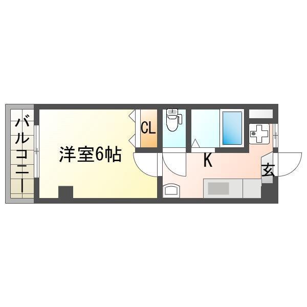 丸岩ビル(1K/2階)の間取り写真