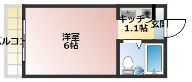 アルティメイトビル銀山町(1K/4階)の間取り写真
