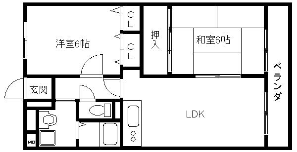 デルニエ本町(2LDK/5階)の間取り写真