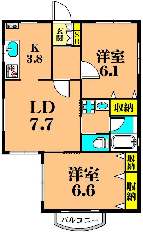アーク21(2LDK/2階)の間取り写真