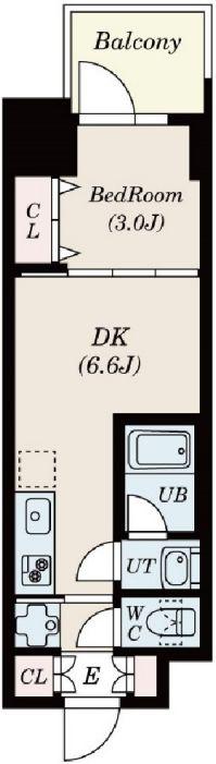 DIMUS北浜(1DK/2階)の間取り写真