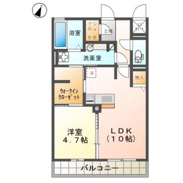 ジュネス・ハーベス(1LDK/1階)の間取り写真