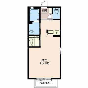 クロワールII(ワンルーム/1階)の間取り写真