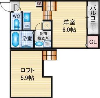 ハーモニーテラス上小田井(1K/2階)の間取り写真