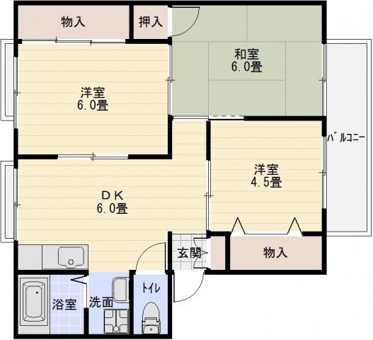PATIO-N A(3DK/1階)の間取り写真