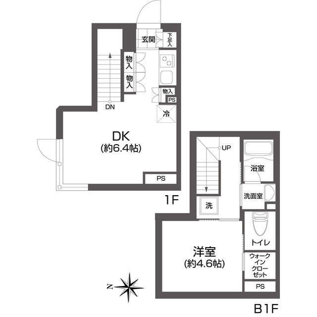ウーヴァス池袋(1LDK/1階)の間取り写真