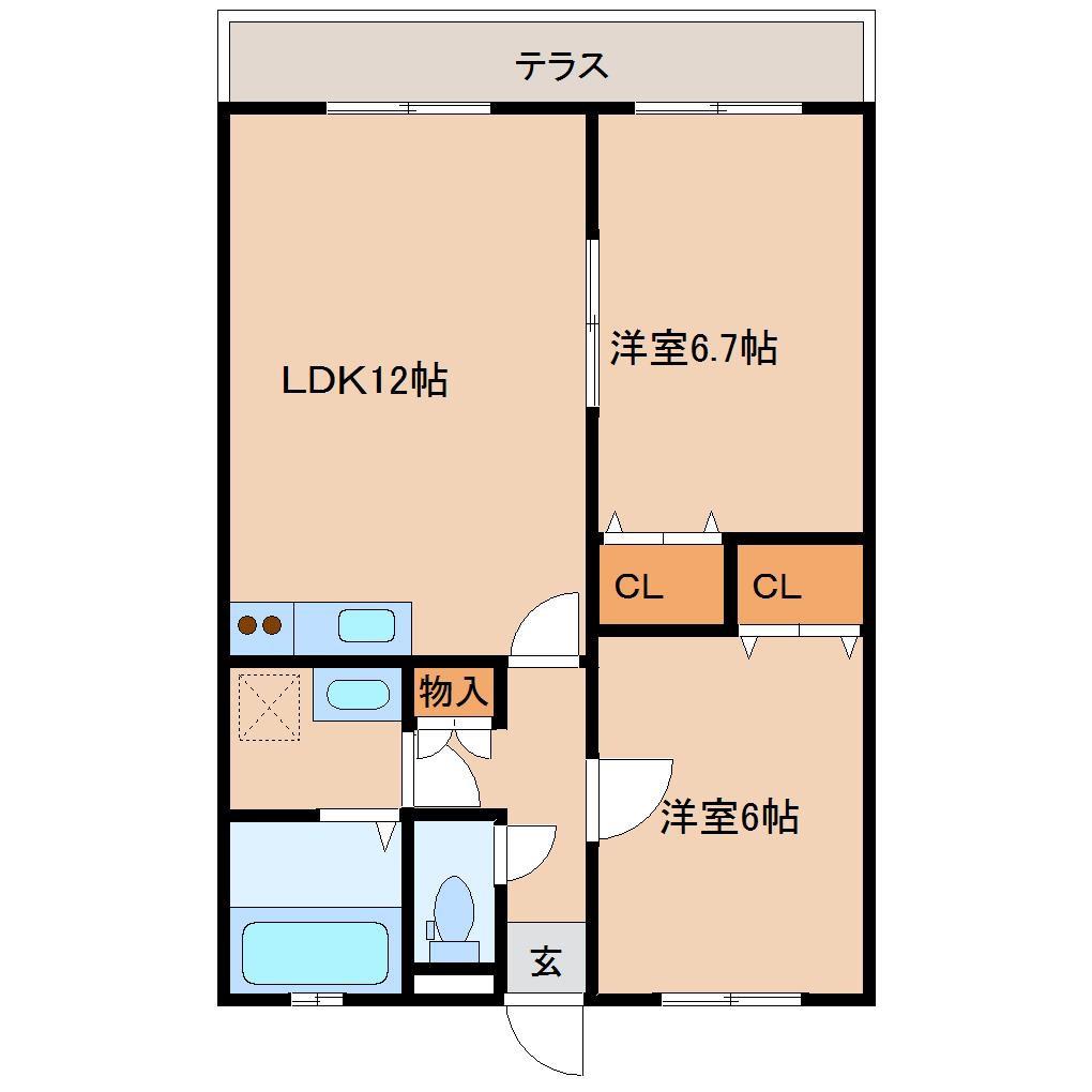 サクシード(2LDK/1階)の間取り写真