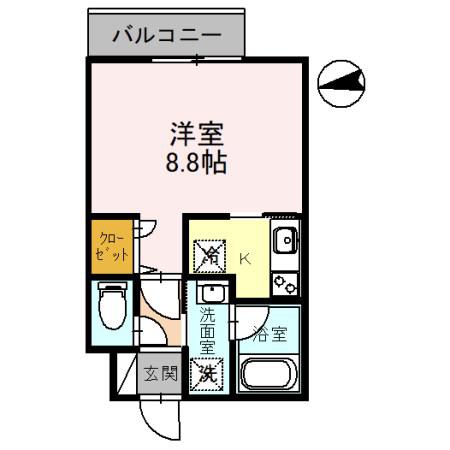 エルスタンザ塚口本町(1K/1階)の間取り写真