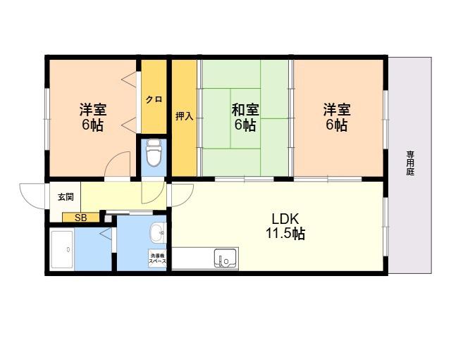 エステート杉塚(3LDK/1階)の間取り写真