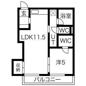クイール加納(1DK/4階)の間取り写真