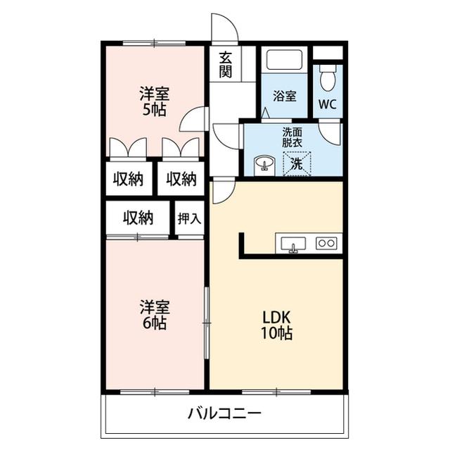 ラカーサ双葉I(2LDK/2階)の間取り写真