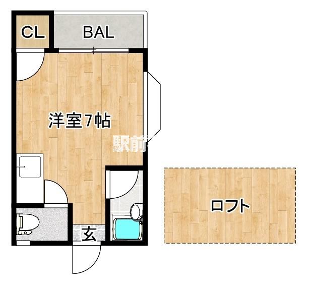 シャーミー諏訪野(ワンルーム/2階)の間取り写真