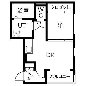 ハーモニーテラス二番V(1DK/3階)の間取り写真