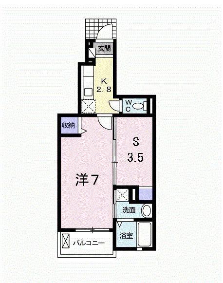 ベルソレイユ(1SK/1階)の間取り写真