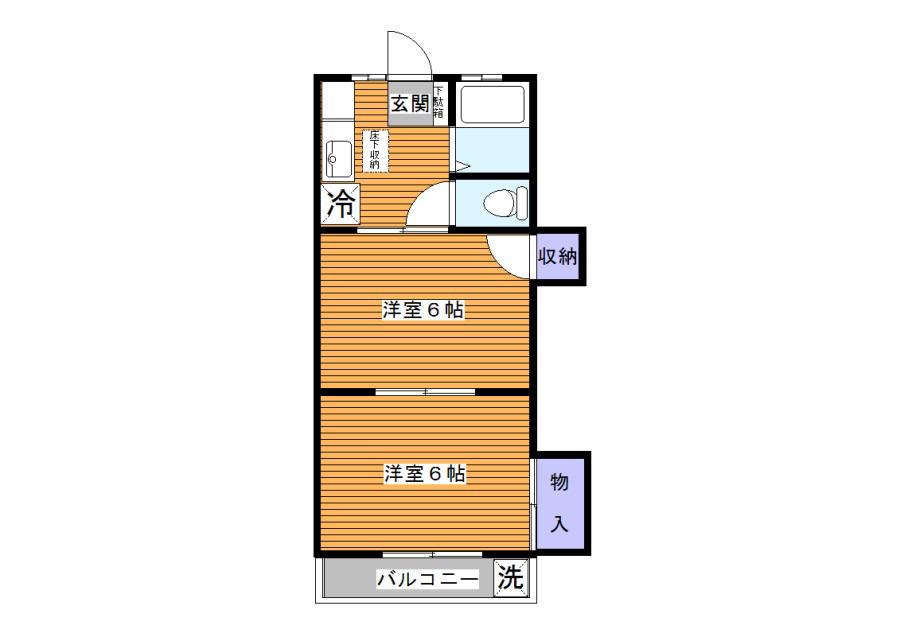 フジハイム(2K/1階)の間取り写真
