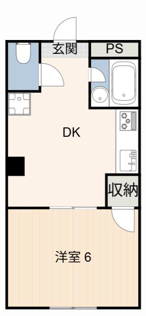 スカイハイツ(1DK/1階)の間取り写真