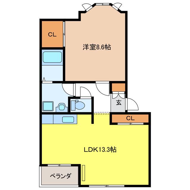 フォーリーフ クローバー(1LDK/2階)の間取り写真