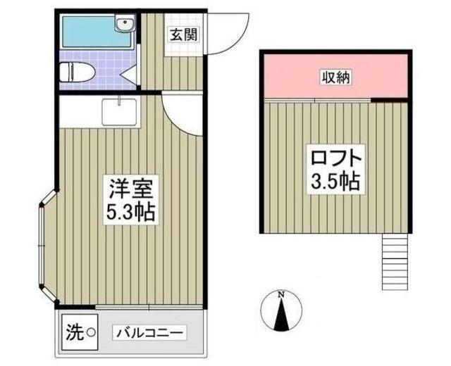 ＪＲ京浜東北線 西川口駅 徒歩18分 2階建 築37年(ワンルーム/2階)の間取り写真