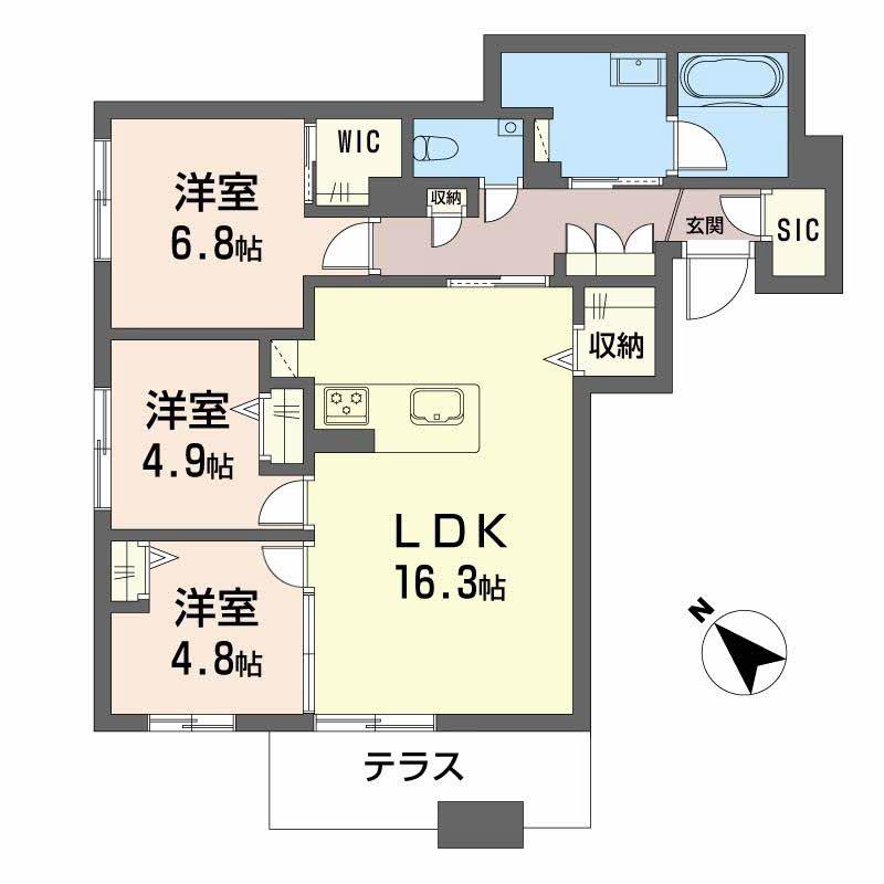 シャーメゾン トレゾール(3LDK/1階)の間取り写真