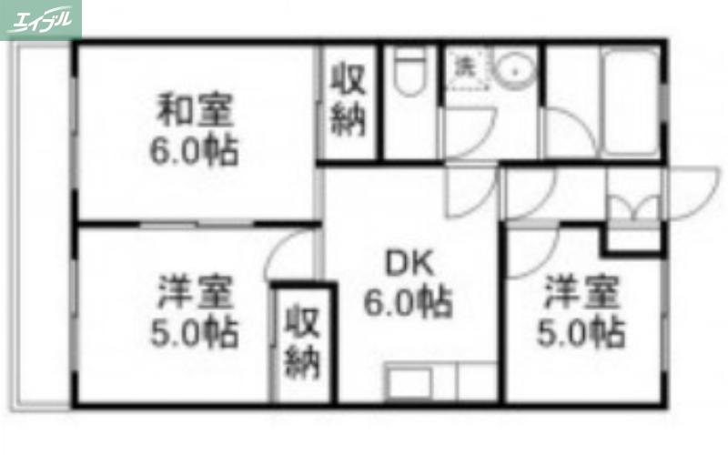 成広京町マンション(3DK/4階)の間取り写真